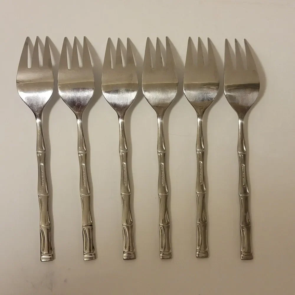 EXOTIC BAMBOO Set of 6 Salad Forks 6‎ 1/2